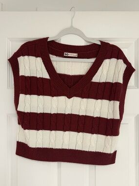 SO Striped Cable-Knit V-Neck Sweater Vest